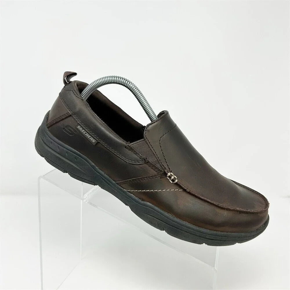 Skechers Harper Forde Men's Loafers Brown Slip-On Casual Shoes Relaxed Fit 9.5